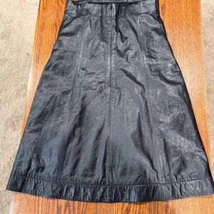 CHANEL Black A-Line Leather Skirt